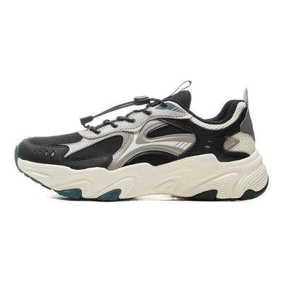 Li Ning Kids Sports Lifestyle Series Comfortable Shock Absorption Rebound Low-Top Casual Shoes Kids Casual Shoes Black Stone-Grey Off-White YKCV034-1