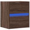 Wall Mounted Nightstand with LED Lighting Brown Oak Effect