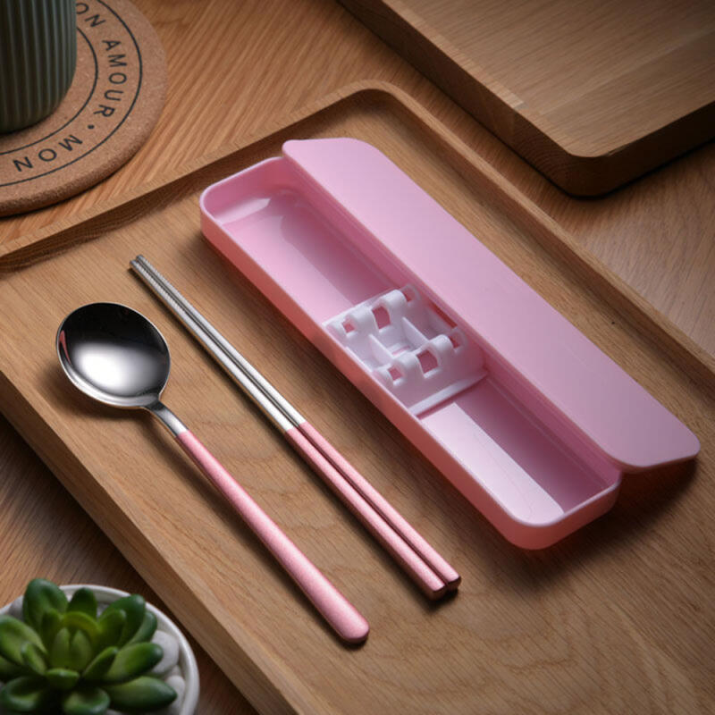 Portable cutlery set 3 colors 01. Pink_1263554