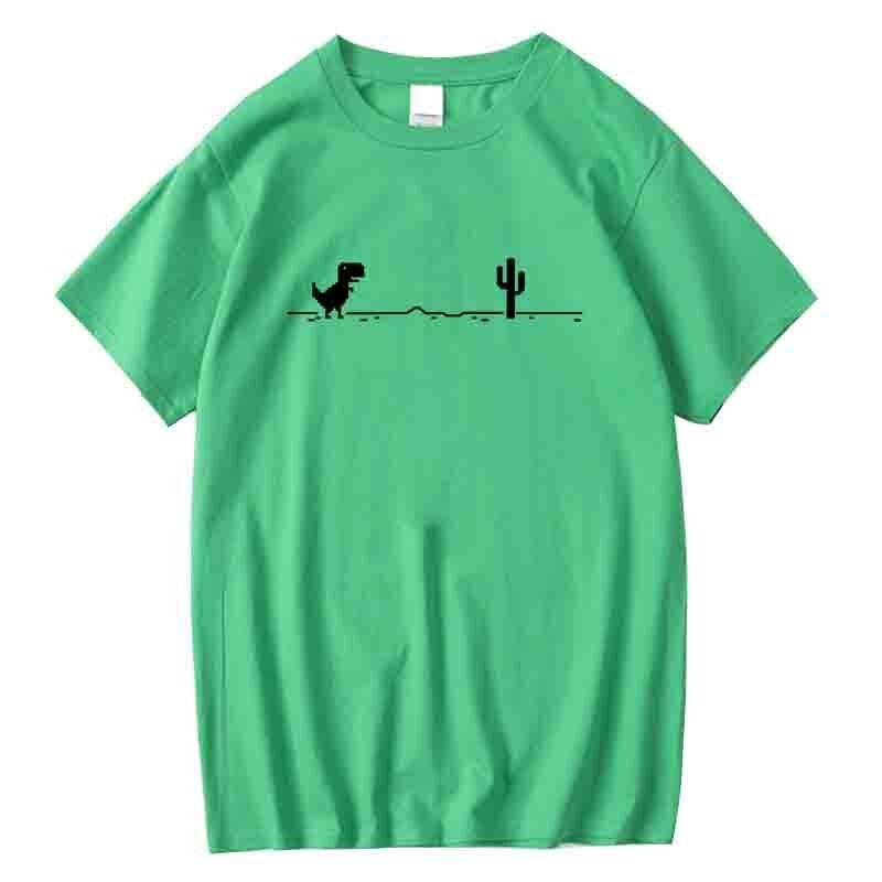 Men's High Quality 100%Cotton Funny Dinosaur Print T Shirt Loose O-neck Summer Cool Men Tshirt Short Sleeve T-shirt Male Tee Top