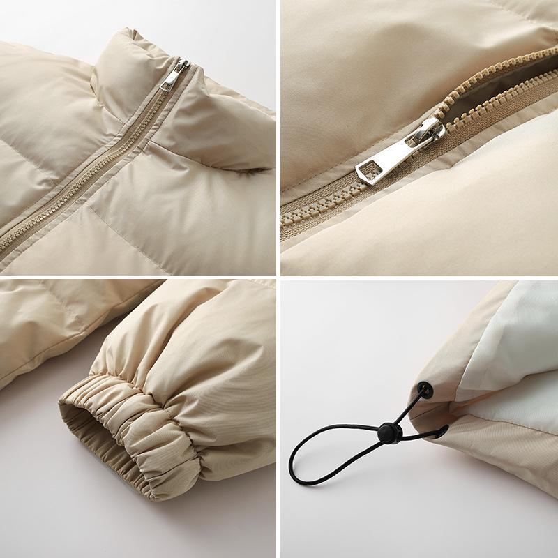 Herren Wintermantel aus Baumwolle: Einfarbig, trendiger koreanischer Stil, Hongkong-Mode, dicke, kurze Pufferjacke für hübsches Paar