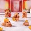 7Pcs Micro Landscape Carpybara Doll Set Cute Wealth Attraction Diy Jewelry Holder New Year Decor Small Dolphin Ornaments