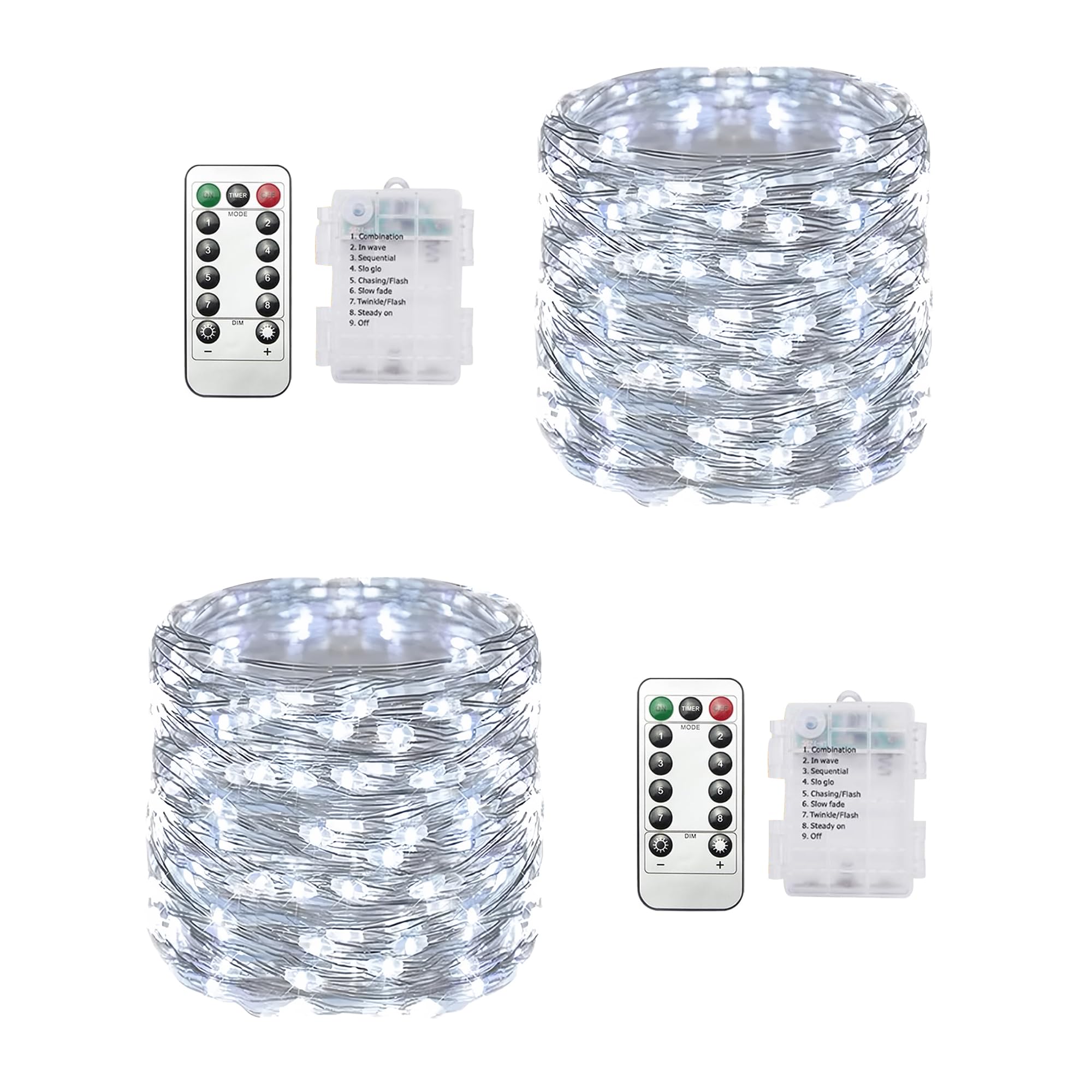 

Clearhill Fairy Lights, 2-Pack, 20m White 100 LED Twinkle String Lights with Remote Control, 8 Modes, Timer & Dimming, for Christmas, Bedroom, Indoor