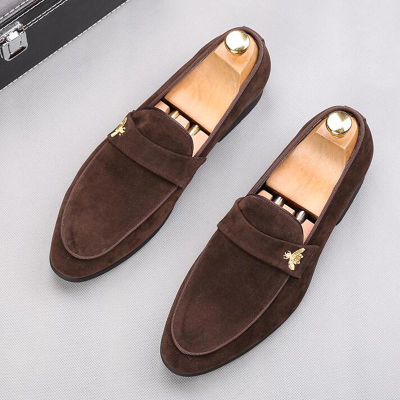 Fashion Luxury Fashion Designer New Men's Suede Metal Business Shoes Male Wedding Dress Prom Homecoming Oxford Shoes Size 38-44