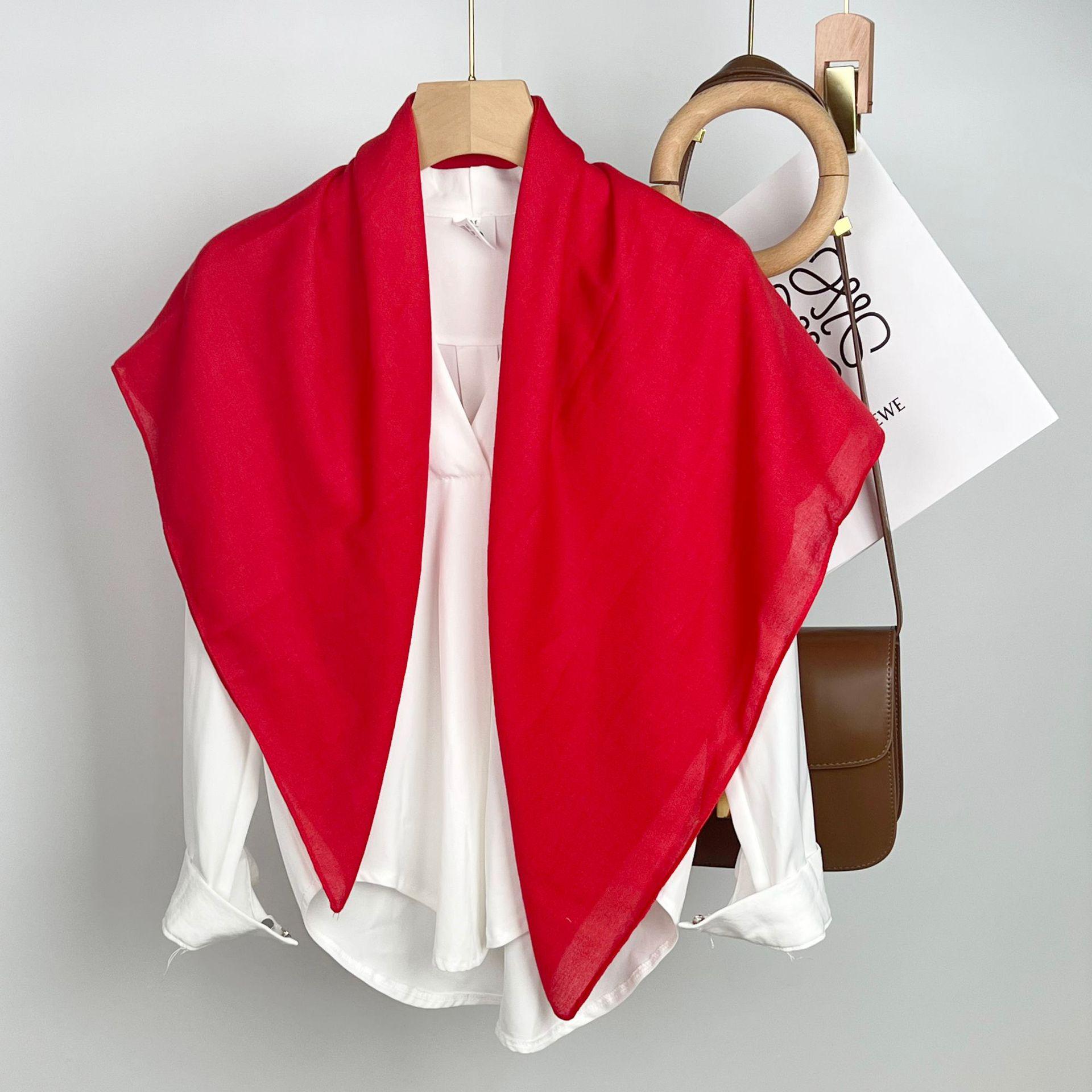 

Однотонный шелковый шарф: Женский однотонный повседневный платок, шаль от солнца, декоративный стиль 90*90CM