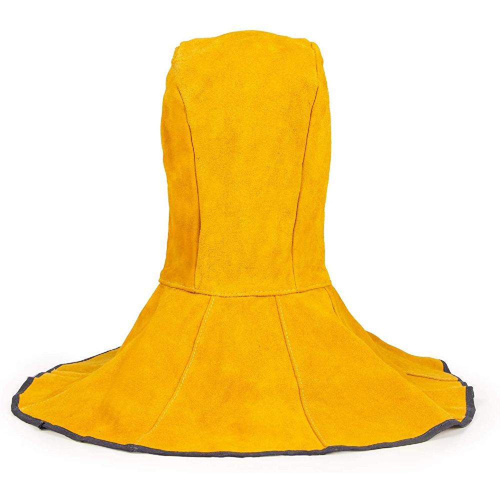 Svářečská kukla ze zlaté hovězinové dělené kůže se svařováním nákrčníku