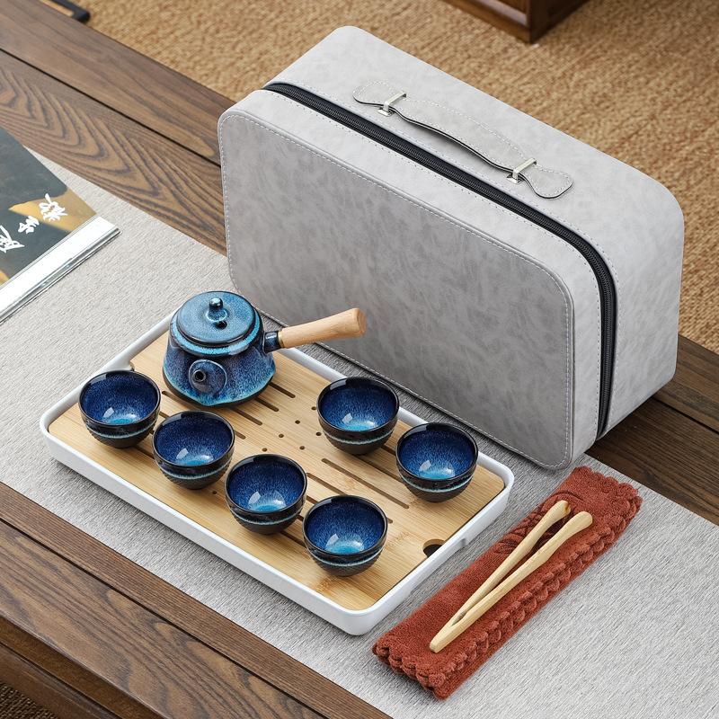 Side Handle Kettle Kung Fu Tea Set Gift Box for Clients Creative Annual Meeting Event Gift Souvenir with Logo