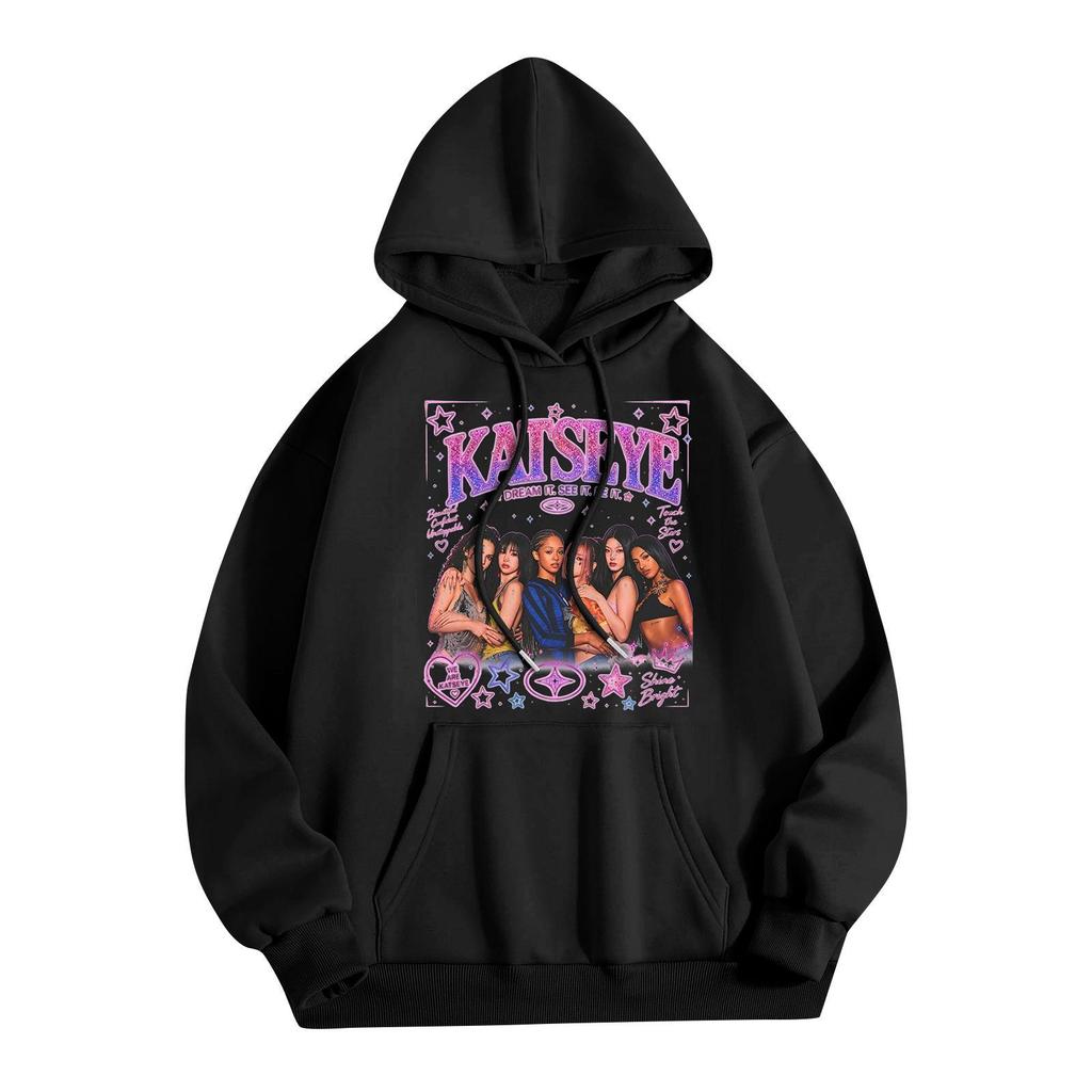 Unisex Lightweight Long-Sleeve Printed Hooded Pullover Sweatshirt