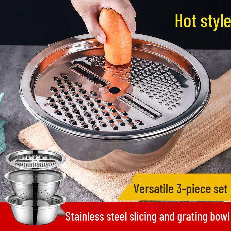 Multifunctional Stainless Steel Grating and Mixing Basin for Vegetables and Fruits