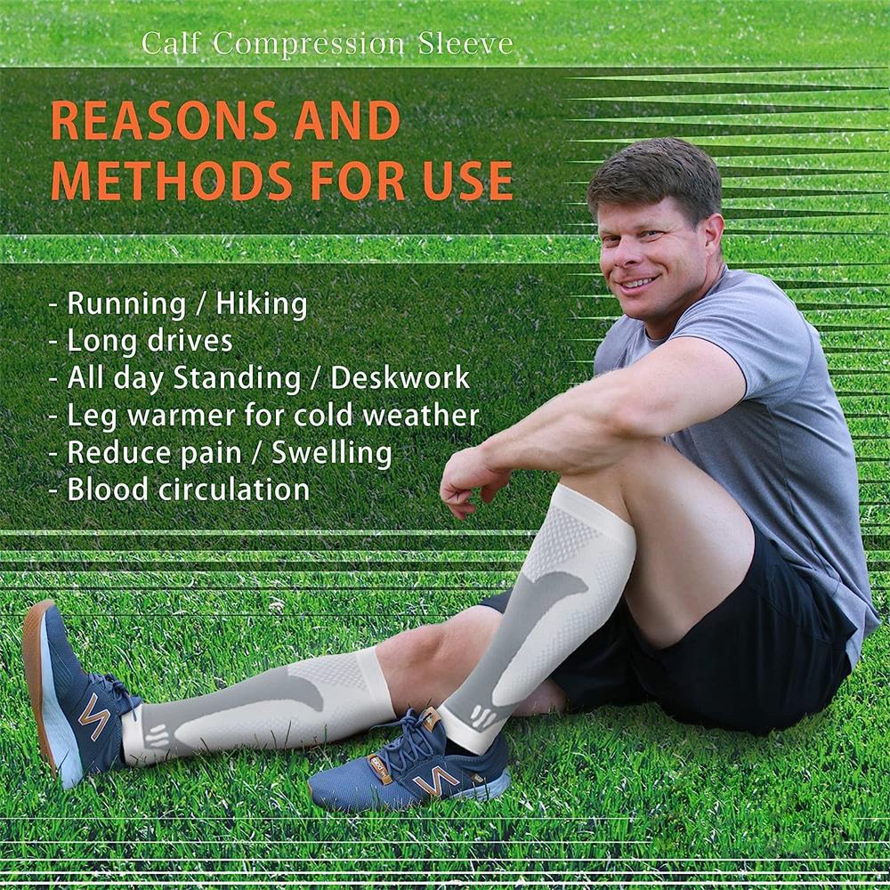 1 Pair Calf Compression Sleeves Footless Socks, Shin Splints, Varicose Vein Treatment For Legs & Pain Relief, Calf Brace Splints