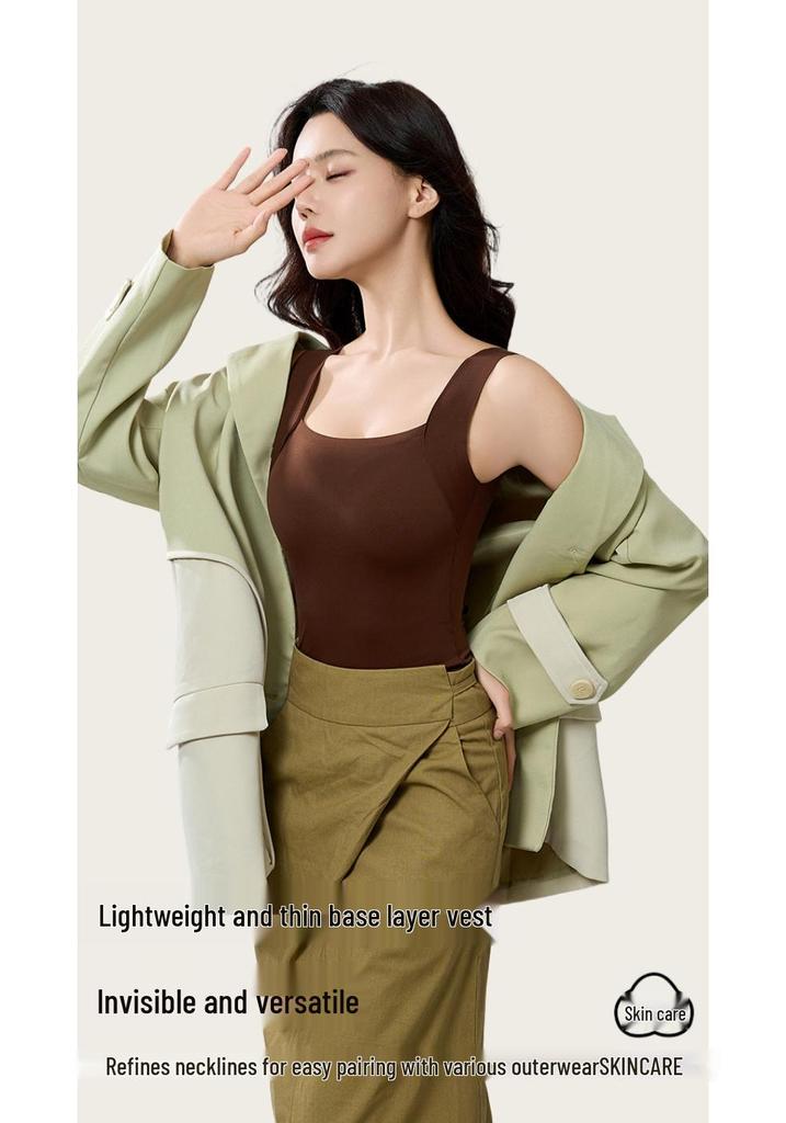 Women's Nude Seamless Skin-Friendly Camisole Tank Top - Spring/Summer 2025 Style with Chest Pads