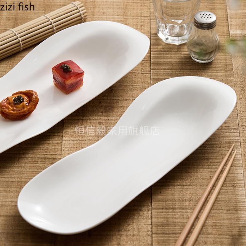 White Tableware Dining Plates Sushi Plate Dessert Plate Sashimi Disc Fruit Dish Salad Bowl Dim Sum Dish Snack Tray Dinner Plates