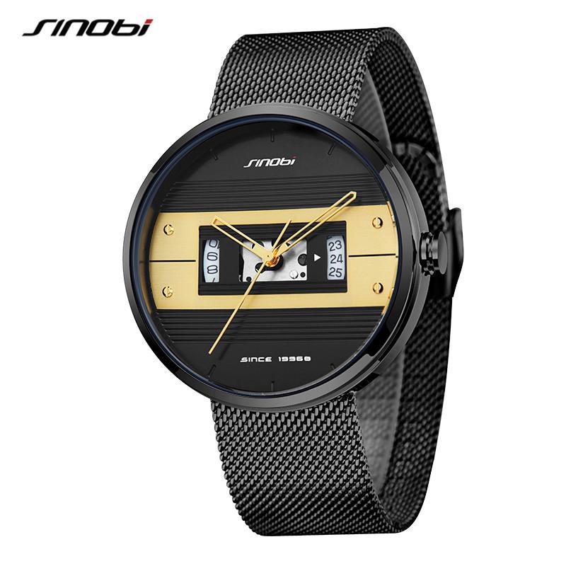 Sinobi Men s Creative Fashion Mesh Strap Large Dial Wristwatch Model 9825
