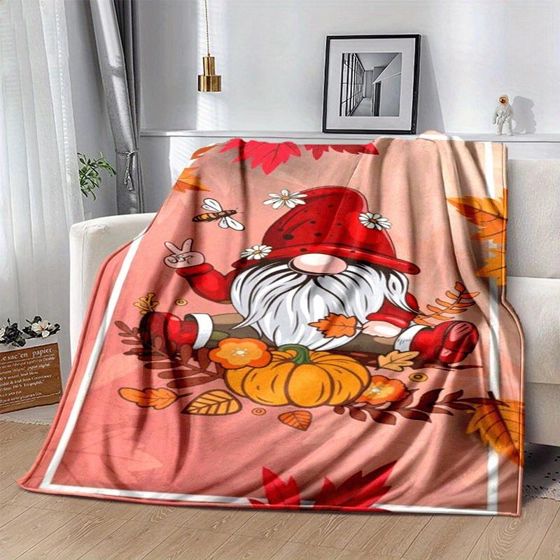 1pc Christmas Dwarf Printing Lightweight Flannel Blanket, Comfortable and Warm Blanket, for Camping Sofa Bed and Couch Office, Gift Blankets in All