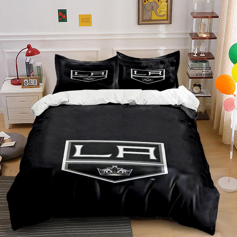 "LA Kings Black Logo Design" Print Bedding Set Duvet Cover Pillowcases (1* Duvet Cover 2* Pillowcases Do Not Include Comforter)