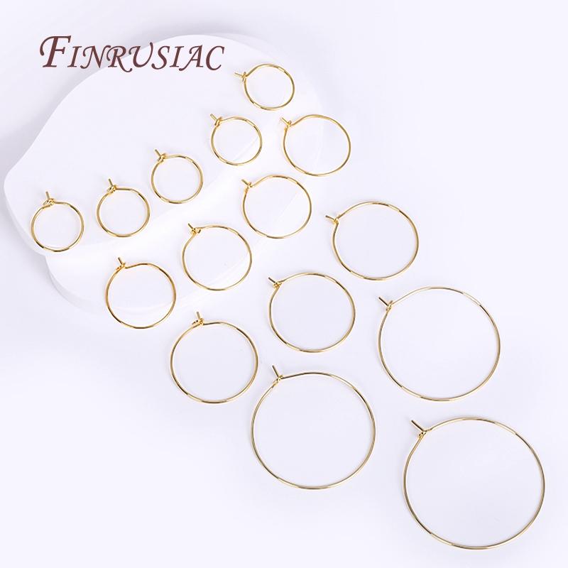 18K Gold Plated Round Earring Hoops Ear wire, Circle Earrings Blanks Findings, Thin Earring Hoop For DIY Earring Making Supplies