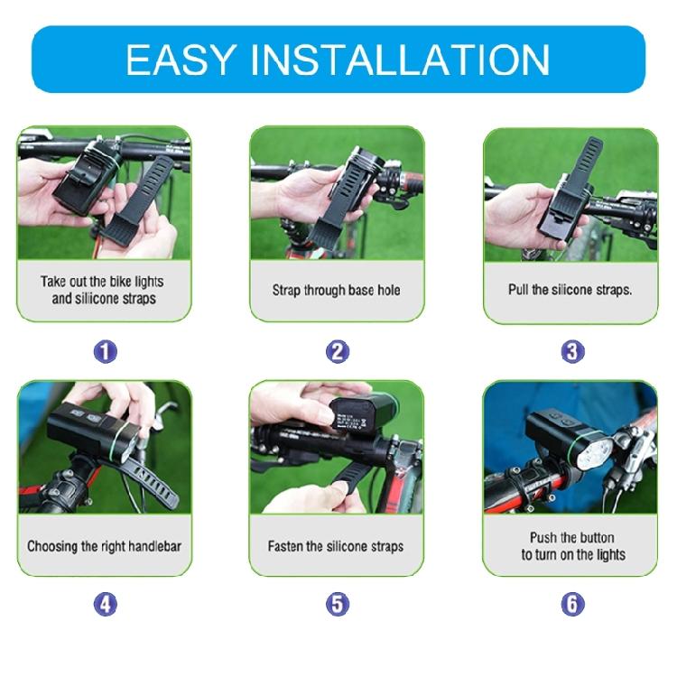 Bright LED Rechargeable Bike Light 3 Light Modes Waterproofs Road Bicycles Light Front Headlight Easy to Install