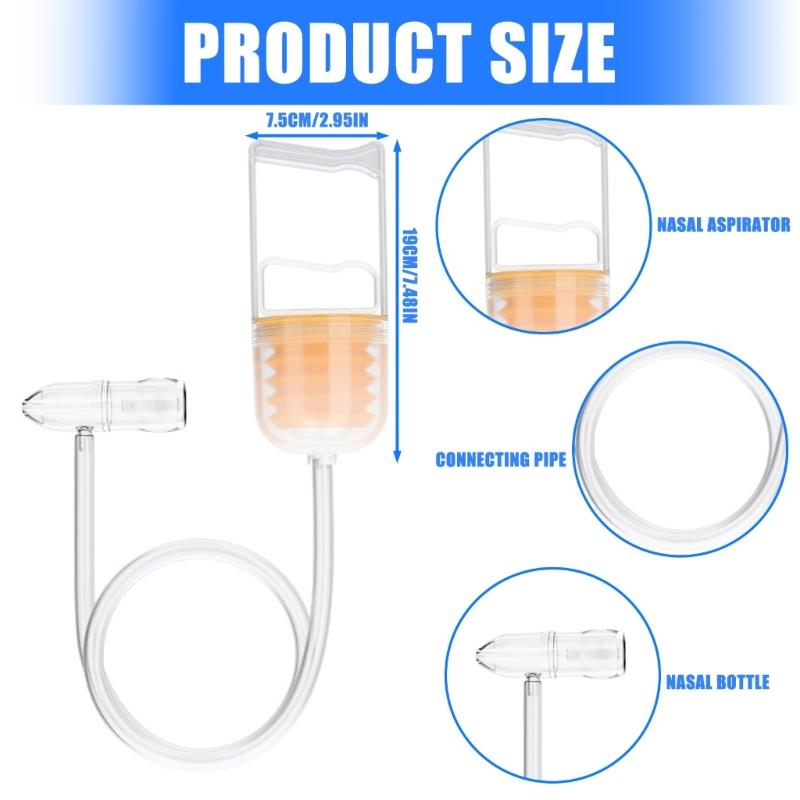 Manual Baby Nasal Aspirator with Soft Round Tip, Handheld Nose Cleaning for Infants Adjustable Suction Easy Cleaning