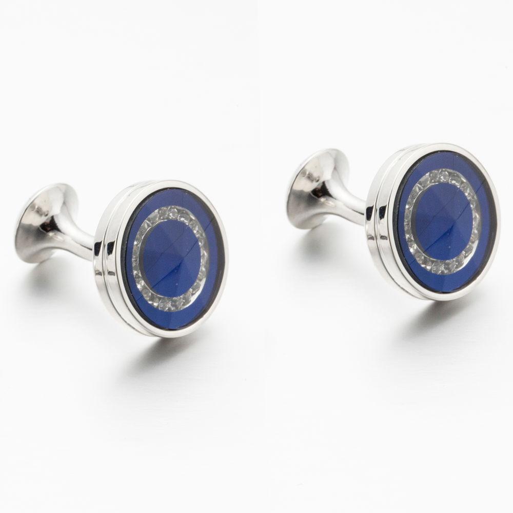 Foreign trade round blue crystal cufflinks, men's French shirt sleeves, high-quality cufflinks 706