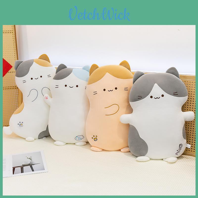 Cute Cartoon Tri Color Cat Plush Toy Pillow For Kids Bed And Nap Time Use