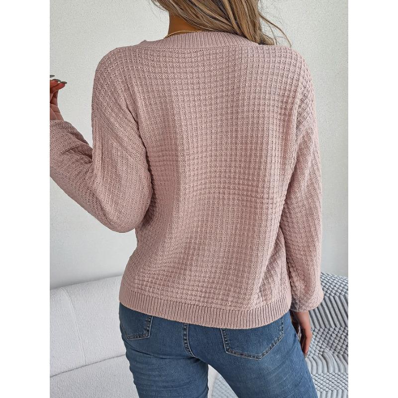 Women's Autumn and Winter Casual Solid Color Twist Lantern Sleeve Sweater