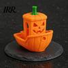 Halloween Themed Figurine 3D Printed Boat Figurine, Spooky Ghost Pumpkin Durable Ornament Ship Statue for Party Tabletop Home Decor Decorative