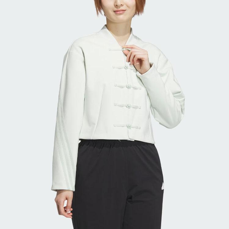 Adidas X Samuel Gui Yang Collaboration Samuel Gui Yang Jacket with Pure Button Closure and Short Design Women Outerwear Linen-Green JF6665