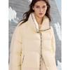 ELLE 90% Goose Down Colorblock Stand-up Collar Down Jacket