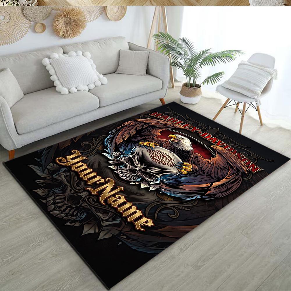 Harley-davidson Motorcycles Customize Text Floor Rug Office Rug Perfect for Kitchen Dining Room Decorate room Hallway Anti-slip Rug Office home decor