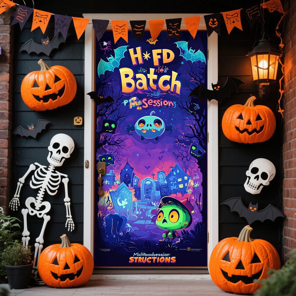 Halloween Polyester Door Sticker: Horror Atmosphere Background Decoration
