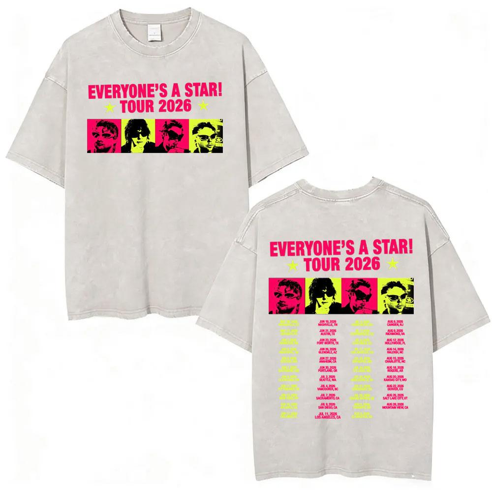 Seconds of Summer Everyones A Star World Tour Vintage Washed T Shirts Men Women Harajuku Hip Hop Oversized Tshirt Streetwear