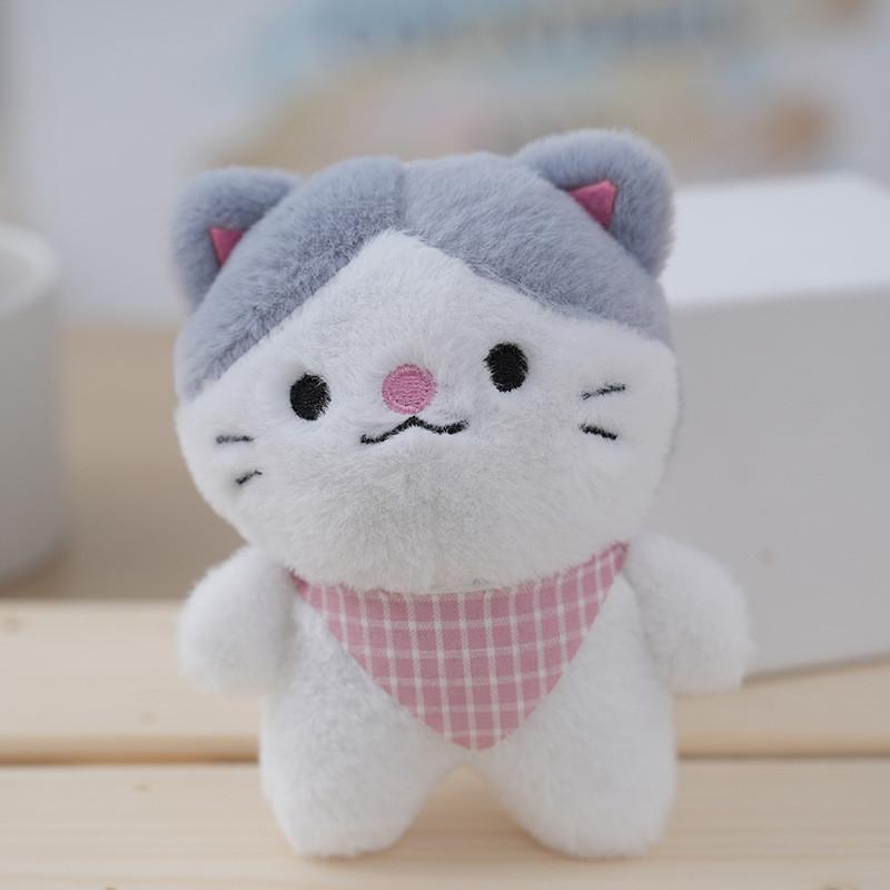Kawaii Cat Plush Keychain Charming Gray Stuffed Animal With Customizable Design
