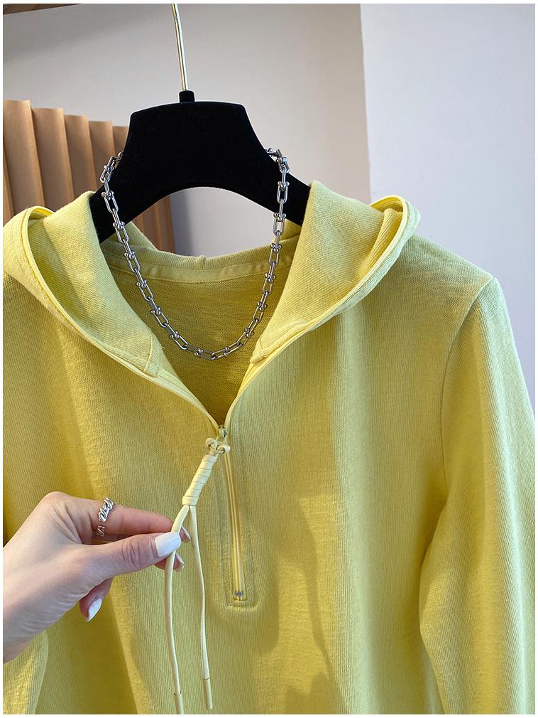 Autumn/Winter Women's Half-Zip Hooded Long-Sleeve Casual Top