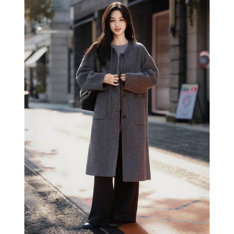 Demana Women's 100% Merino Wool Double-Faced Long Coat