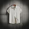 Summer 2026 Men's Loose Solid Color Short-Sleeved Button-Down Casual Shirt