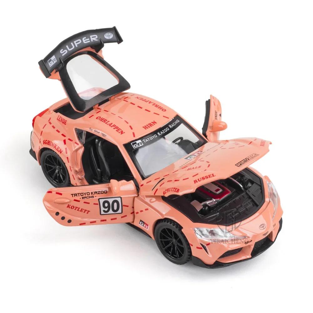 DYMNQM1 1/32 TOYOTA SUPRA GT4 Diecast Alloy Car Model Racing Car Metal Simulation Vehicles With Loght And Sound For Boy Children Gifts