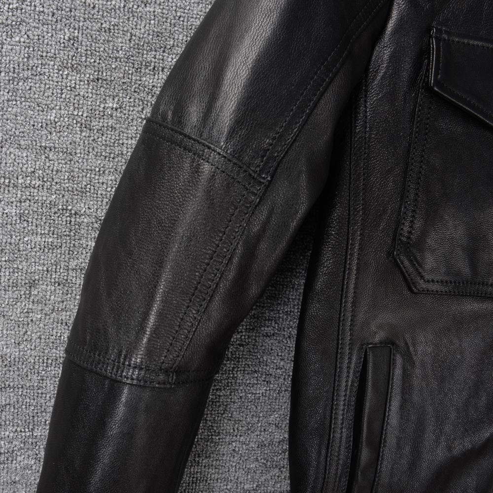 Jachetă din piele pentru bărbați Piele naturală de capră Moale Croială slim Stil casual Îmbrăcăminte bărbați Primăvară Toamnă