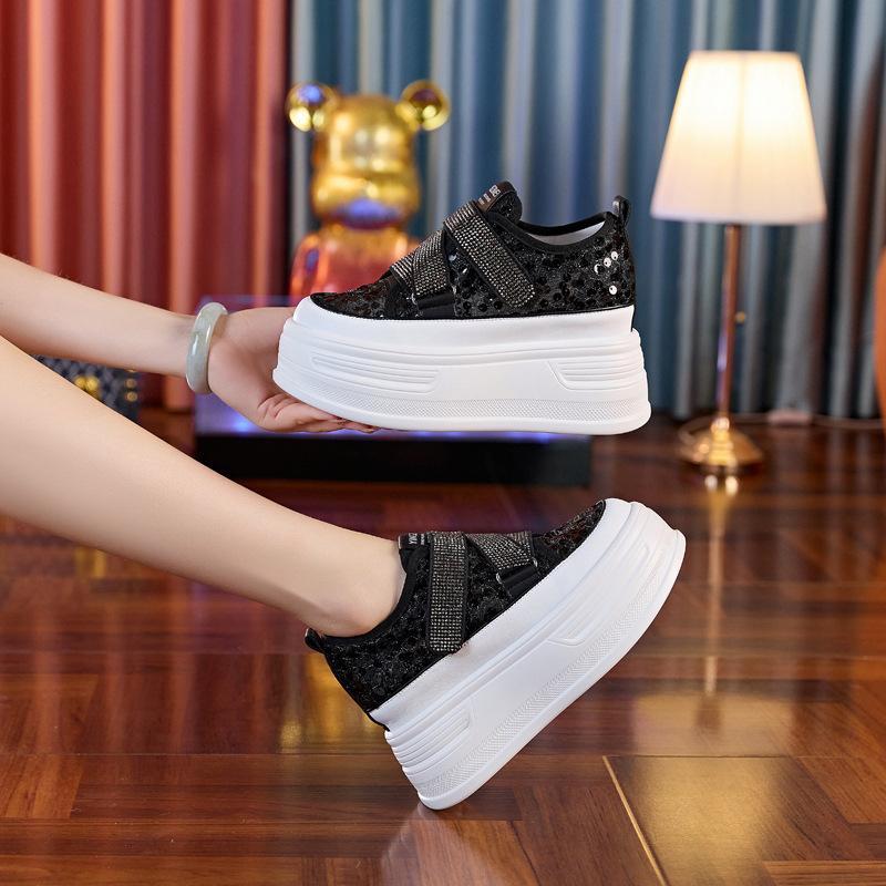 

Platform white shoes women s summer 2025 new small exclusive inner height increase 4CM women s mesh casual shoes 39 чёрный
