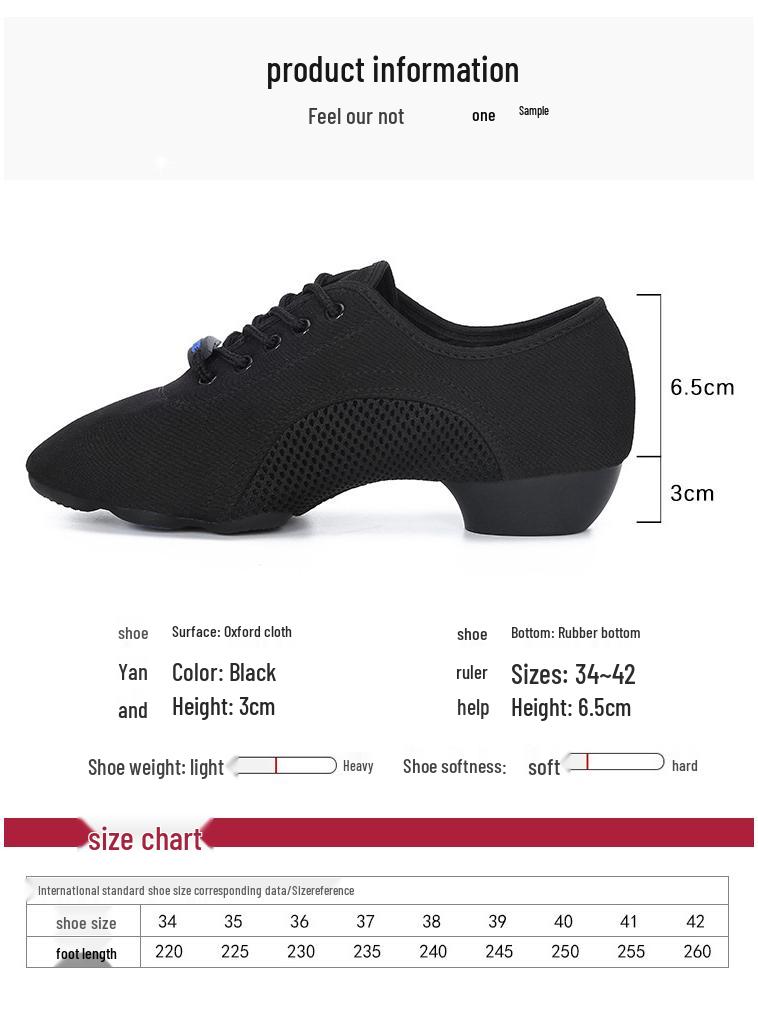 Women's Soft Sole Mesh Oxford Cloth Dance Shoes for Latin and Modern Dance