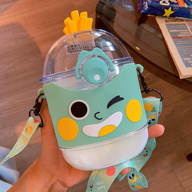 

Летняя милая бутылка для воды с картофелем фри и соломинкой, прозрачные квадратные пластиковые бутылки для воды для детей, портативная школьная кружка для питья 301-400ml