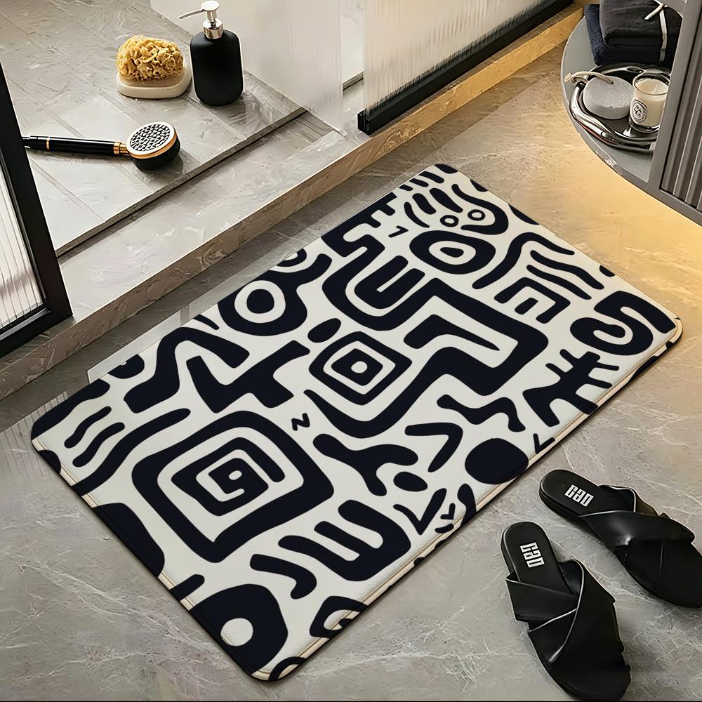 African style fabric print Floor Mat Soft Flannel Floor Mat  Suitable for Entryways, Living Rooms, Bedrooms, and Bathrooms