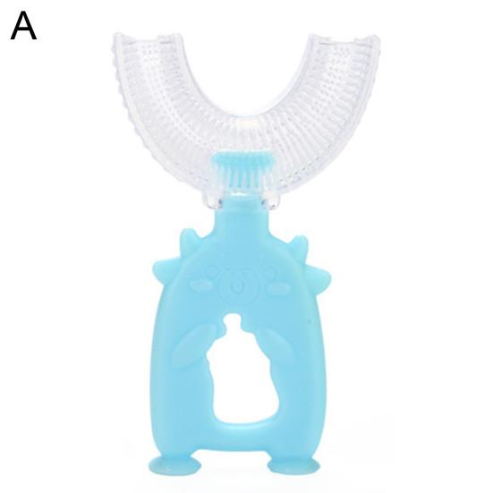 U-Shape Children Toothbrush Cow Design Silicone Bright Colored Newborn Toothbrush for Home