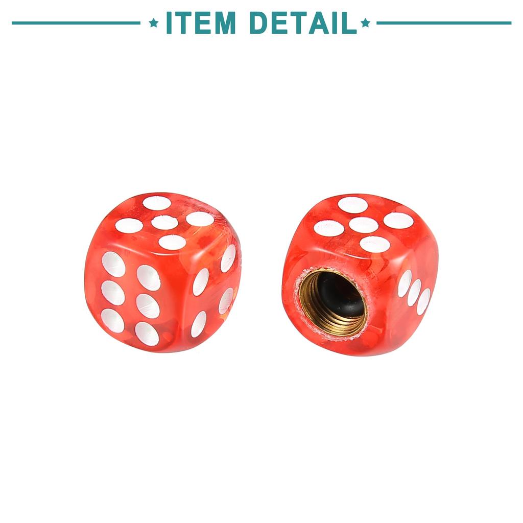 ACROPIX Universal Red Dice Wheel Tire Valve Air Stem Cap Covers - Set of 4