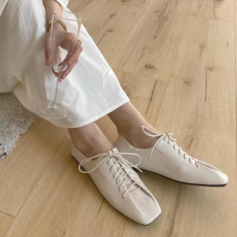 

Мода Новые Ретро Мягкая Подошва Одинарные Туфли Женские Квадратный Носок На Шнуровке Однотонные Балетки Легкие Удобные Лоферы Sapatos Femininos 35 белый