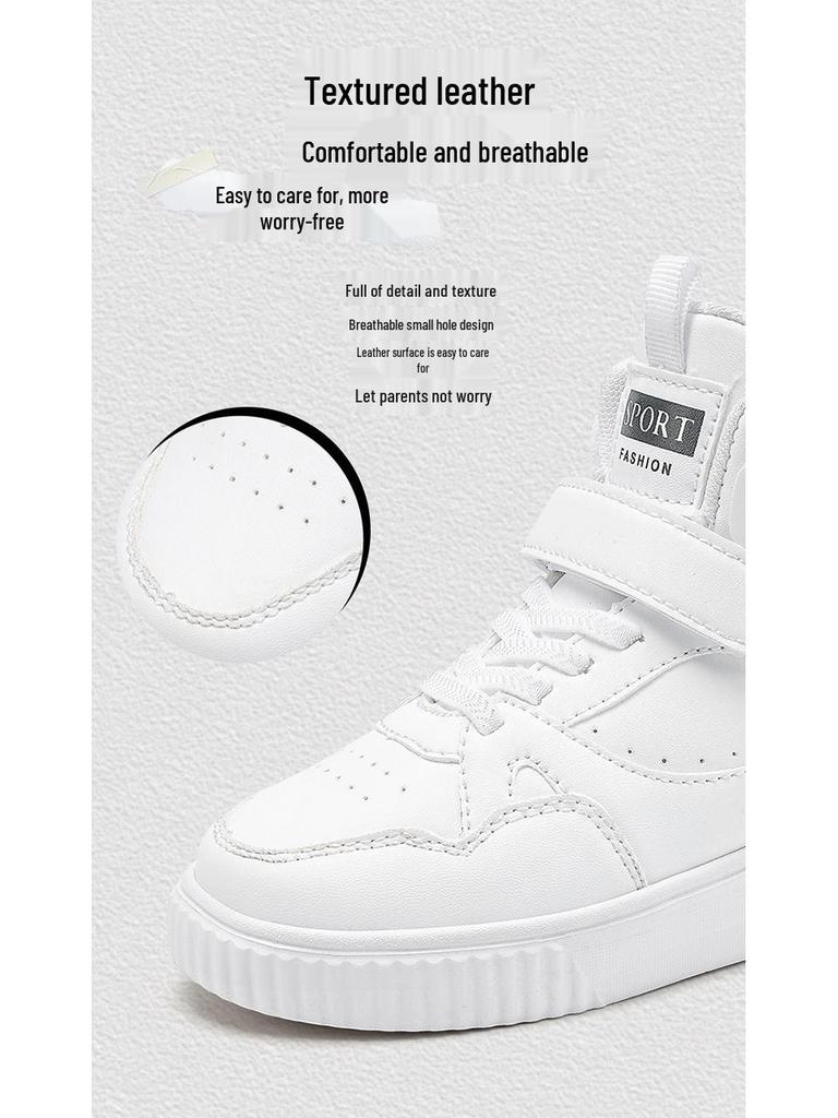 2025 Kinder High-Top Canvas Schuhe - Weiße Sneakers für Jungen & Mädchen, Frühling/Herbst Freizeit- & Sportbekleidung