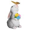 Solar Bunny Cat Statue Garden Decor LED Light Resin Animal Sculpture Figurine Outdoor Decoration for Courtyard