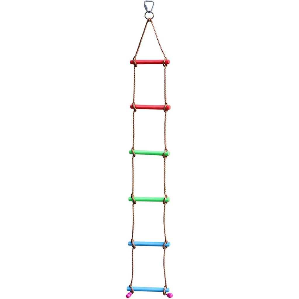 Rainbow Craft 6.6FT Climbing Rope Ninja Ladder for Kids - Kids Ninja Warrior Obstacle Course Accessories - Swing Rope Ladder