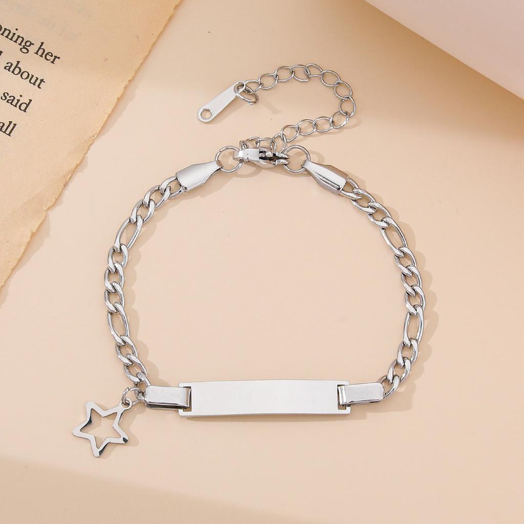 Stainless steel butterfly, crown, heart bracelet, couple bracelet, DIY personalized, smooth curved long bracelet, accessories
