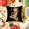 Japanese Style Samurai Cat Cushion Cover Plush Fabric Soft Double-Sided Printed Sofa Warm Winter Home Gift Pillow Cover
