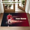 Crystal Velvet Square Rug Custom NameCristiano Ronaldo Pattern Non Slip Home Floor Decor Rug